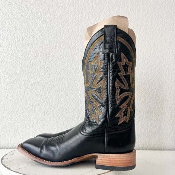 Rod Patrick Mens Cowboy Boots 9.5C Black Narrow Cowboy Square Toe Western - Picture 4 of 13